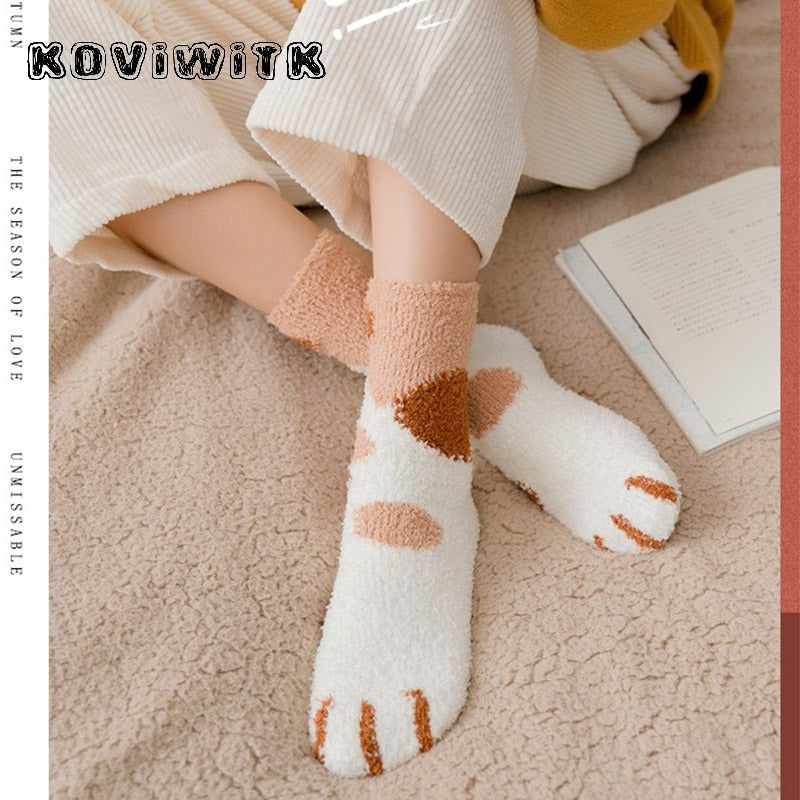 Fashion womens Cats Paw stripe 3d Socks Cute Funny Thick Girls Cartoon Animal Fingers Sock Hosiery Toe Zebra/Tiger/Cat Foot Sox