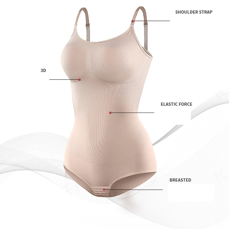 Cygen Bodysuit Shapewear Seamless One-Piece Body Shaper Women's Belly Tuck Hip Lifter Sculpting Shapewear Underwear Stretch Slim